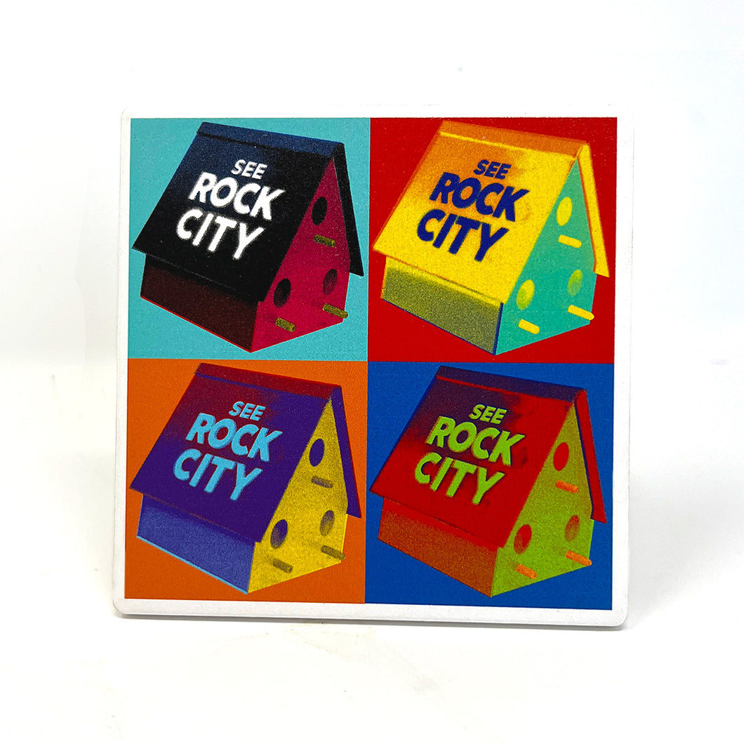 Rock City Birdhouse Pop Art Coaster