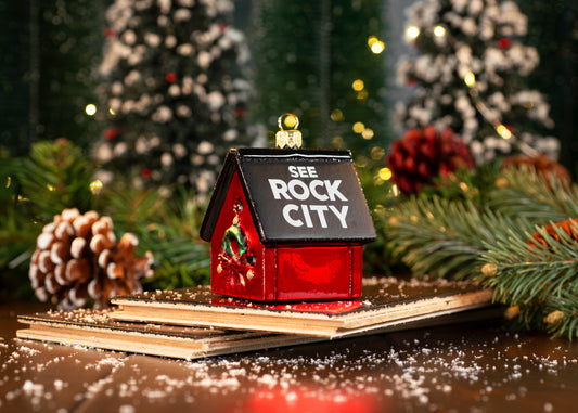 Rock City Birdhouse Glass Ornament