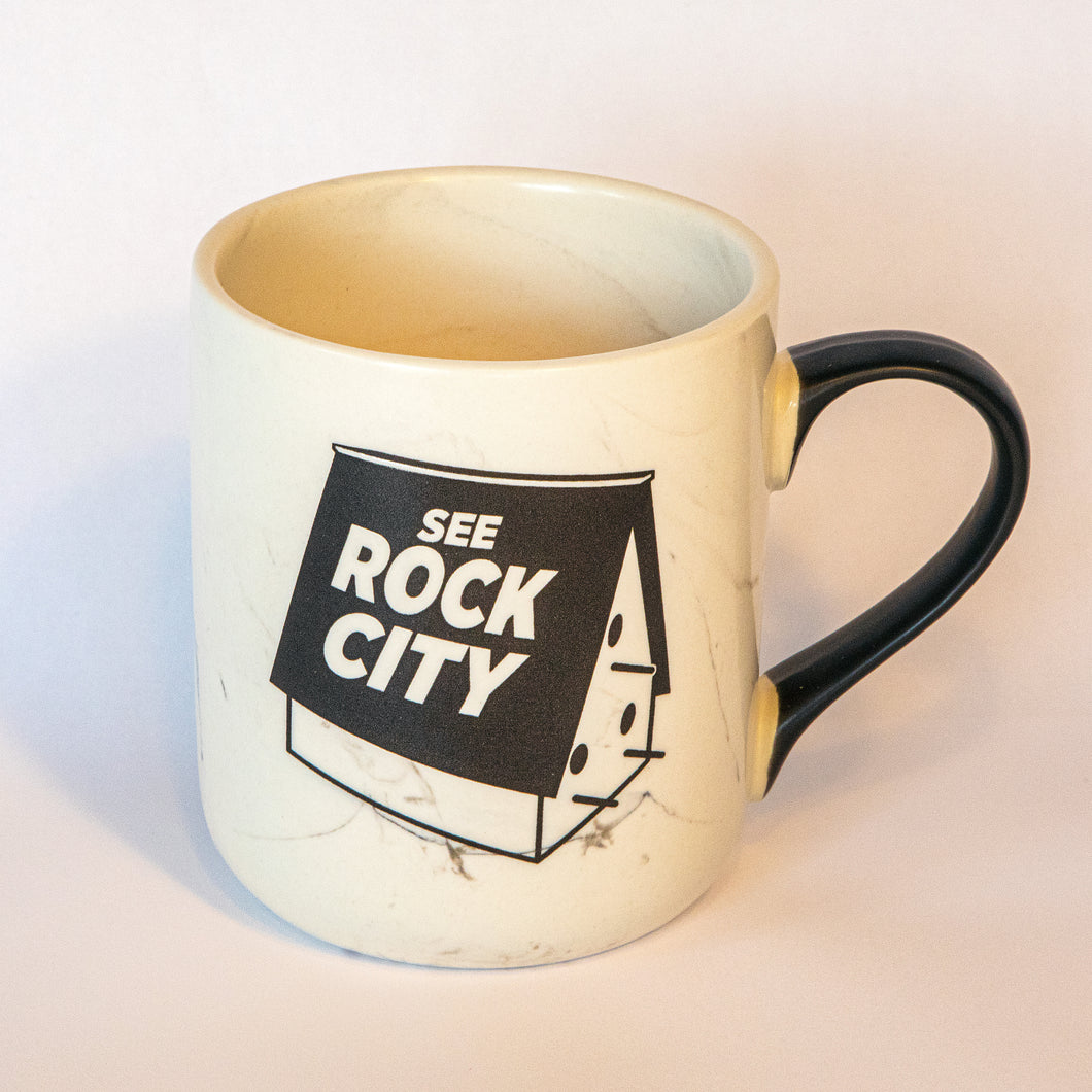 Rock City Birdhouse History Marble Coffee Mug